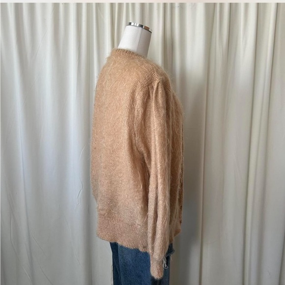 Vintage Madeleine Mohair blend button-up cardigan sweater Tan Medium. - Picture 2 of 10